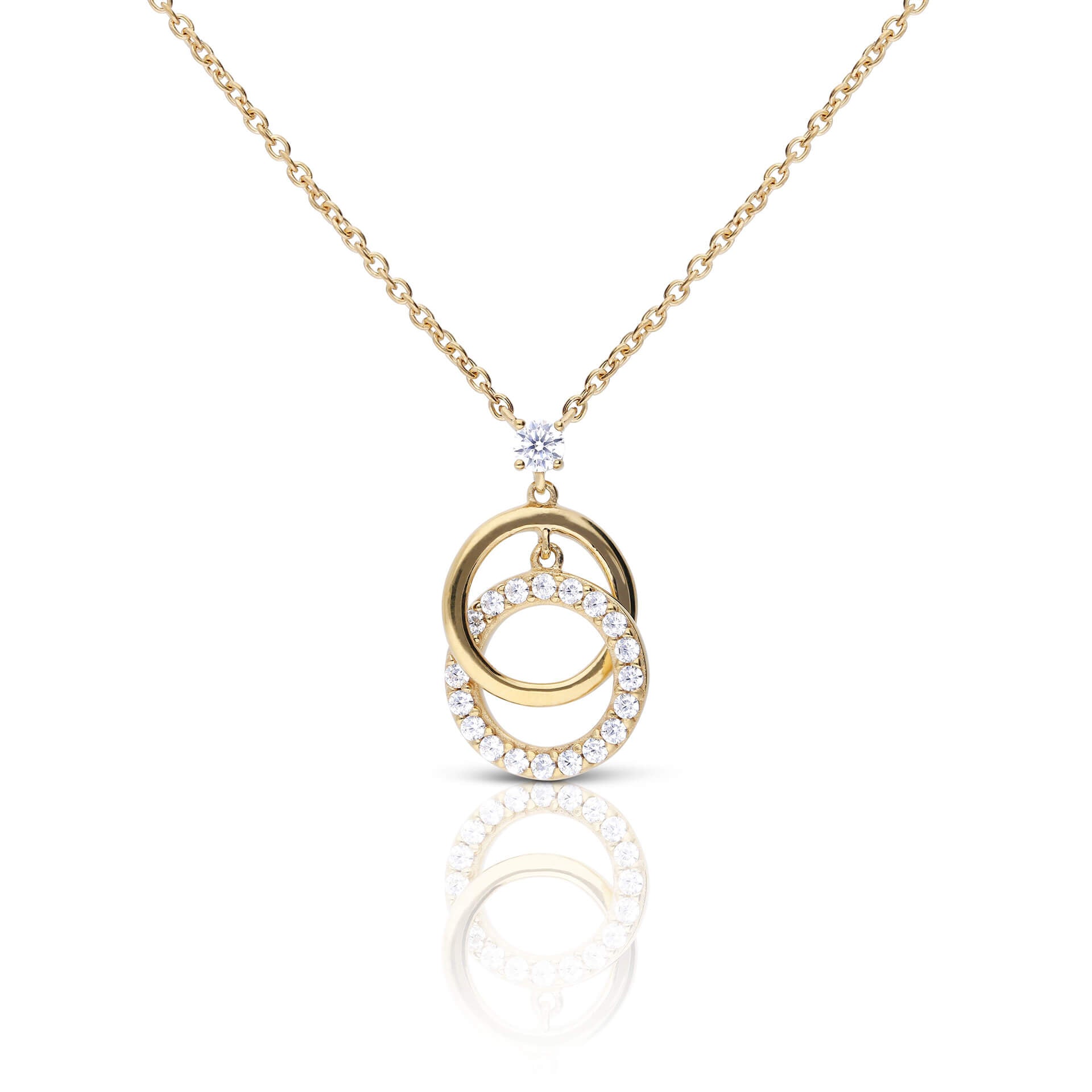 Diamonfire Interlinked Plain and Zirconia Rings Necklace-0
