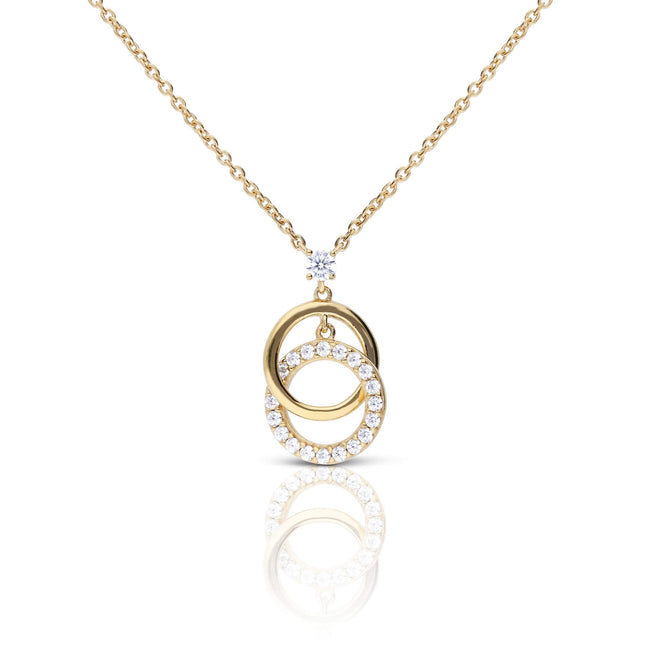 Diamonfire Interlinked Plain and Zirconia Rings Necklace-0