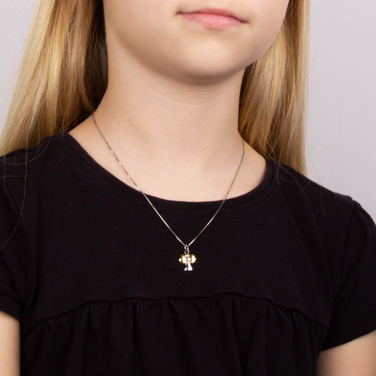 D For Diamond Angel Pendant With Diamond And Chain Sterling Silver 925