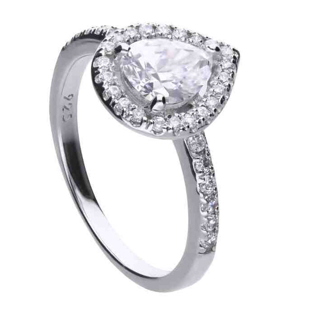 Diamonfire Teardrop Ring with Pave Shoulders Brilliance Of A Genuine Diamond