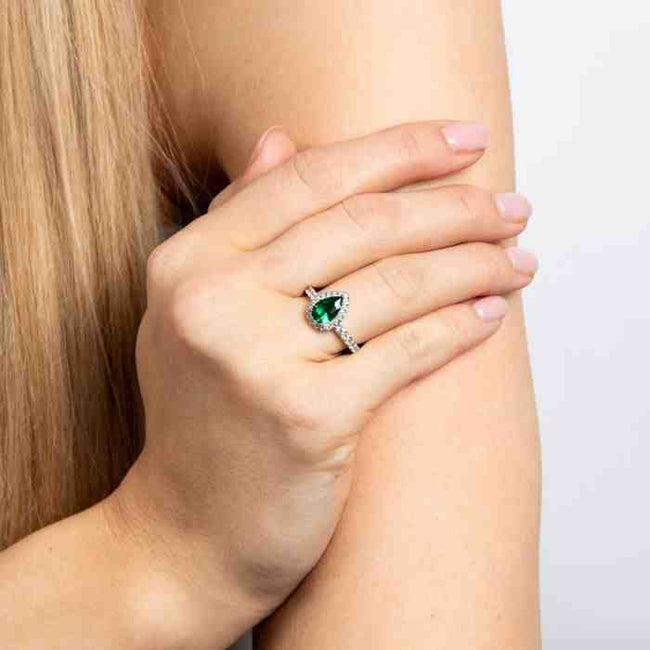 Diamonfire Teardrop and Pave Surround Ring Brilliance Of A Genuine Diamond