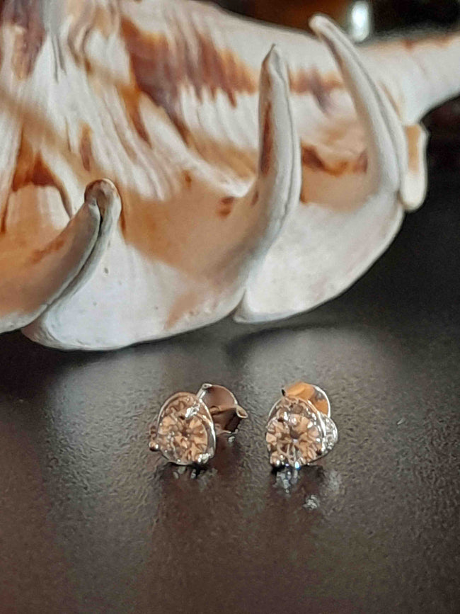 Lab Created Simulated Excellent Diamonds VVS1 18K White Gold P Earrings Stud