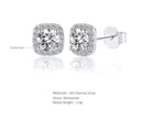 0.5 Ct Moissanite Lab Grown VVS1 Square 7 MM Stud 18 Ct White Gold Plated Silver
