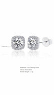Lab Created  Moissanite VVS1/D Excellent 1.0 Ctw Halo Stud 18Ct White Gold Plated Silver