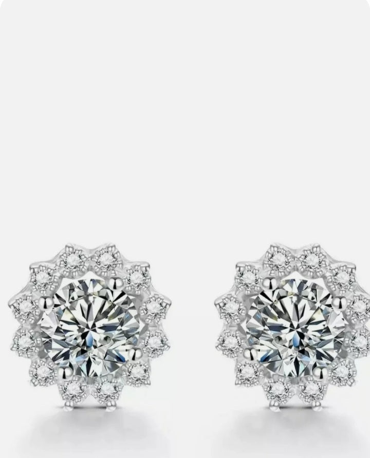 Solid Rhodium Plated 2.72 Ctw Simulated Excellent Diamond's VVS1 Earrings Stud 925 Sterling Silver