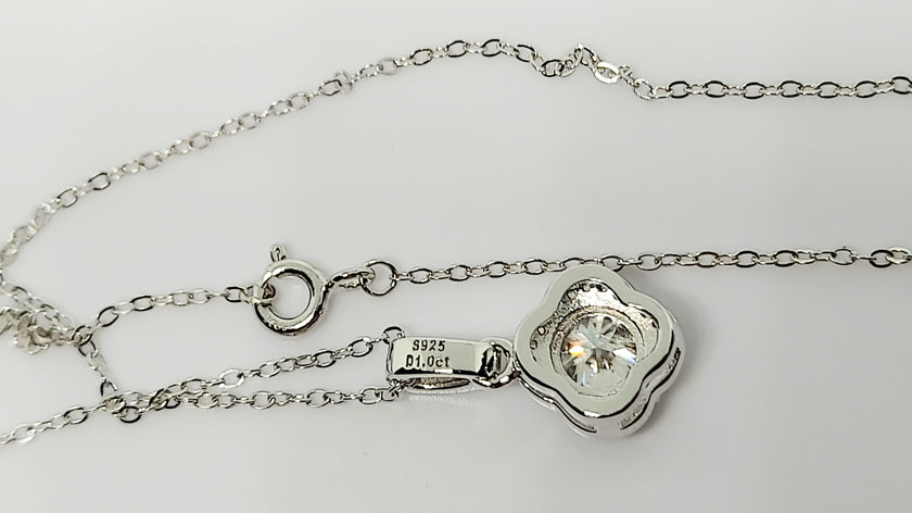 Lab Created 1.0 Ct  Moissanite Brilliant Cut VVS1 Pendant Necklace 18 Ct White Gold Finished Sterling Silver