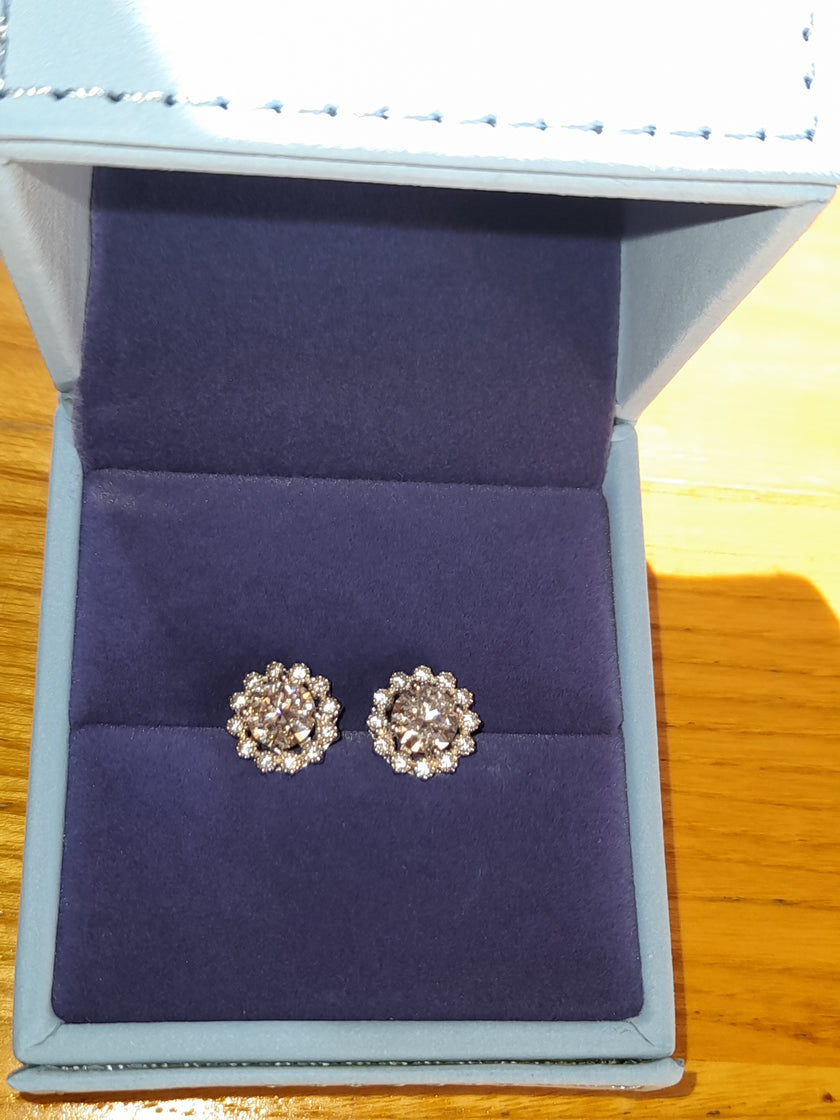 Solid Rhodium Plated 2.72 Ctw Simulated Excellent Diamond's VVS1 Earrings Stud 925 Sterling Silver