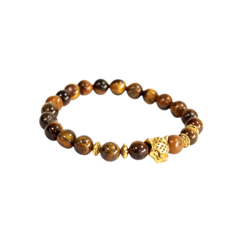 Gold Plated Tiger Eye Leopard Lucky Gemstone Bracelet