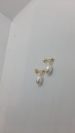 18 Ct Yellow Gold Tone  3mm Ball's White Pearl's Earrings Stud Push Back Gift Pouch