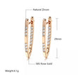 Rolled RG 585 Rose Gold  White Zirconia Earrings Hoops English Lock