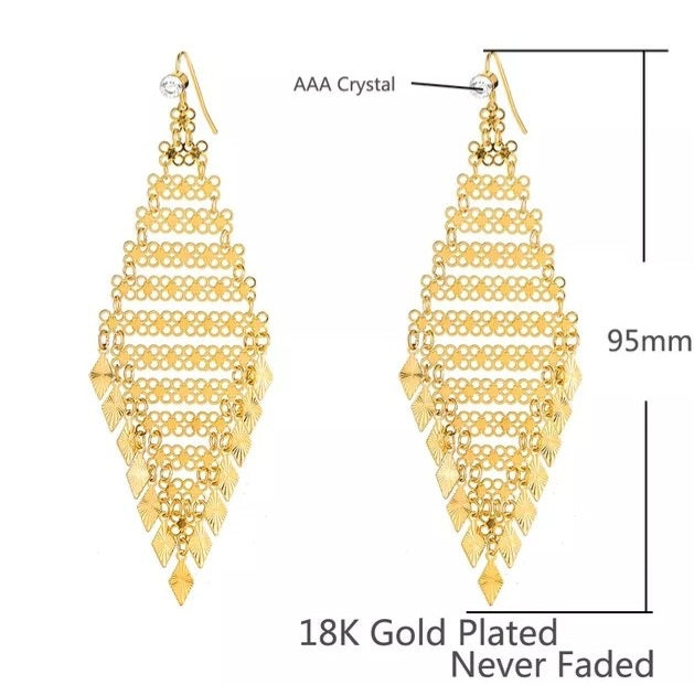 18 k Yellow Gold Plated Dangle Earrings