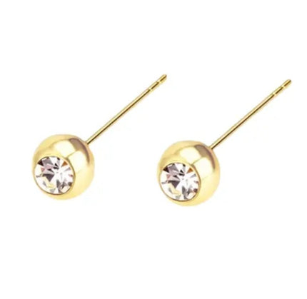 18 K/750 Solid Yellow Gold Sparkling Zircon 4MM Ball's Earring's Stud UK Hallmarked