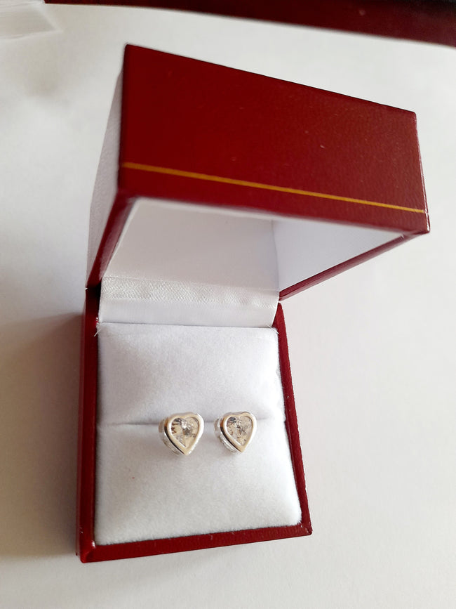 Genuine 925 Sterling Silver Sparkling Zircons Heart Earrings Stud