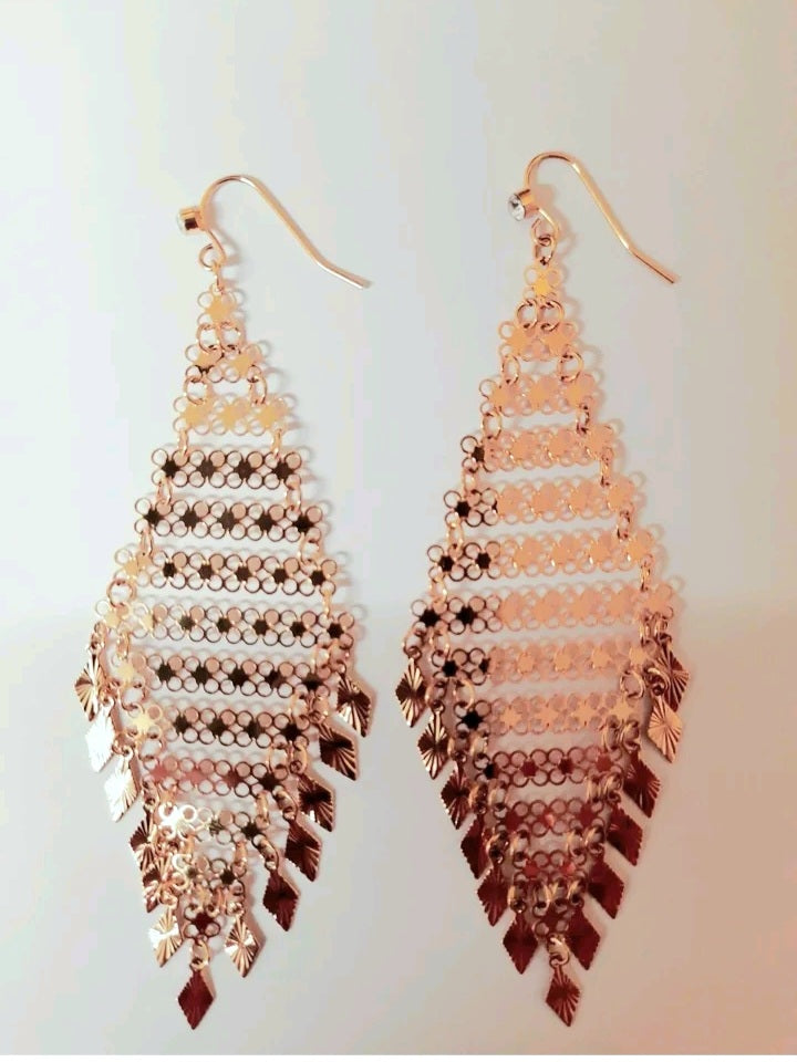 18 k Yellow Gold Plated Dangle Earrings