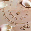 Elements Gold Heart and Flower Charm Necklace