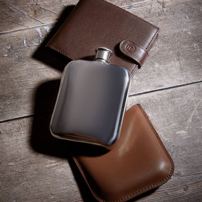 Fred Bennett Hip Flask with Leather Sleeve-1