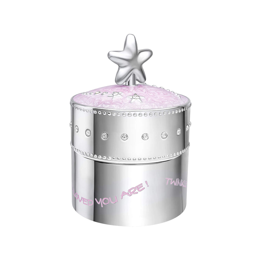 D For Diamond Pink Star Music Trinket Box with Crystal